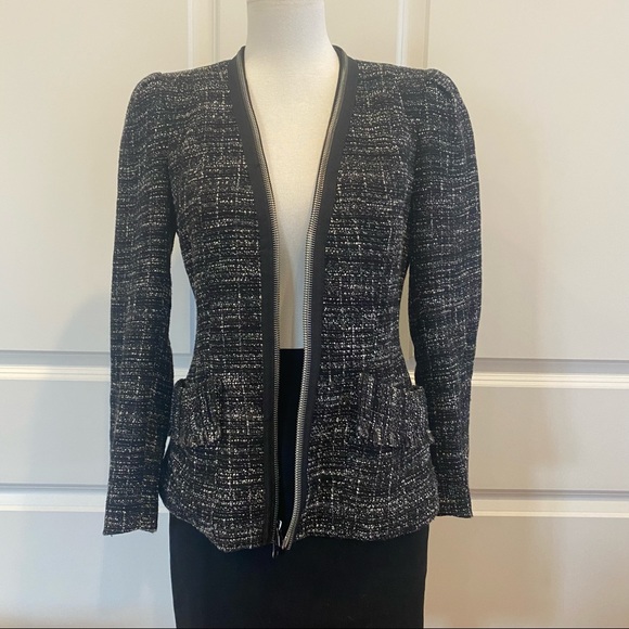 NANETTE LAPORE black & white linen & cotton jacket w/ zipper - Picture 12 of 13